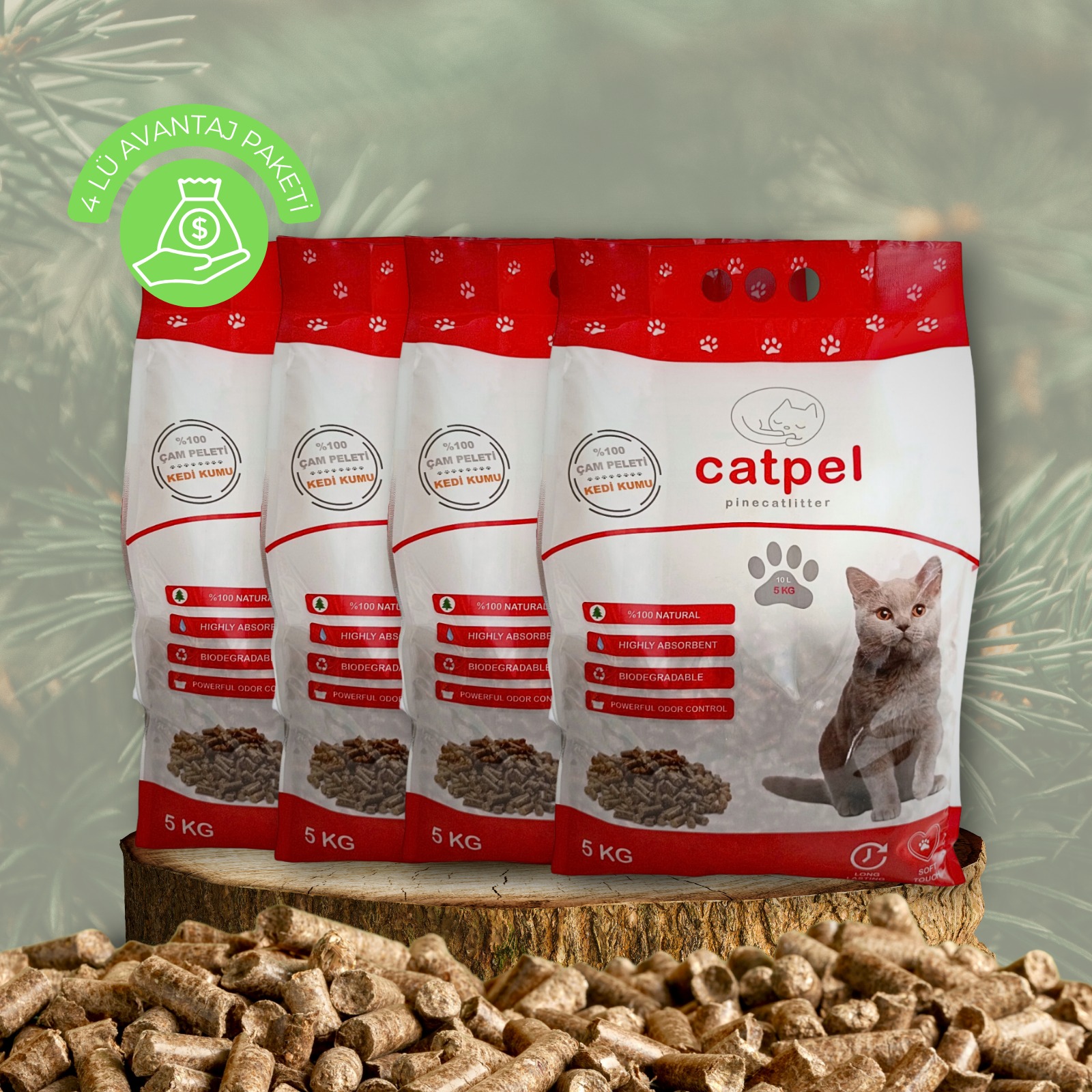 CATPEL Kedi Kumu %100 Doğal Çam Peleti 40 Lt.(20 Kg.)